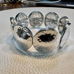 SALE!  Elegant Hammered Silver Stretch Bracelet